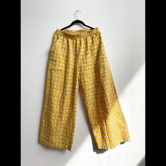 Happy French Gang Omar Summer Grid Pants yellow - Picture 1 of 6